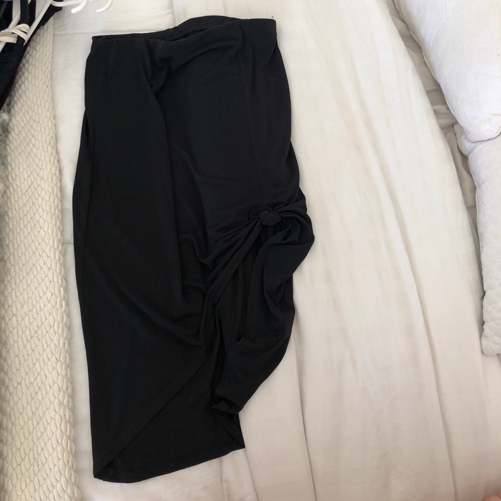 Black high low tie skirt